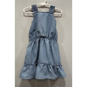 BCBG  Denim Dress Girls Size 5T Blue Pullover Sleeveless Stretch Flowy Summer